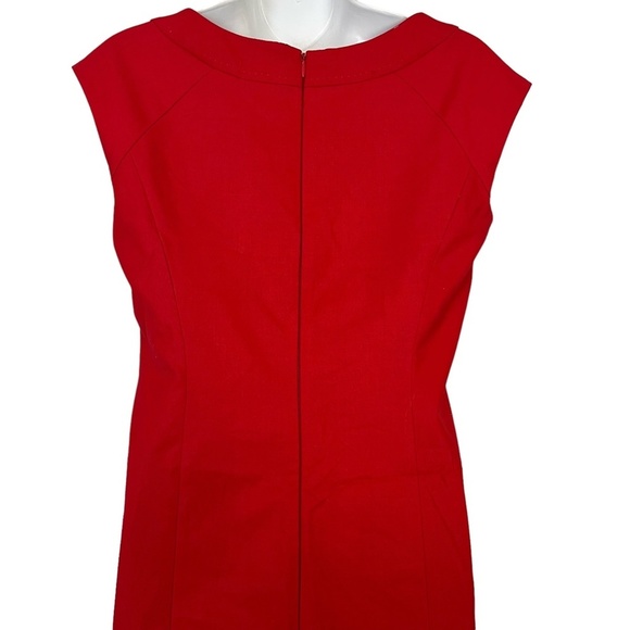 JONES NEW YORK COLLECTION STRETCH Red Lined Cap Sleeve Sheath Career Dress sz 2 - Picture 11 of 16